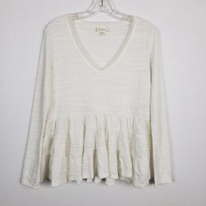 Anthropologie | Deletta peplum long sleeve top XS